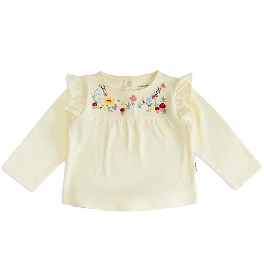 100% Cotton Full Sleeve Girl Top Off, white