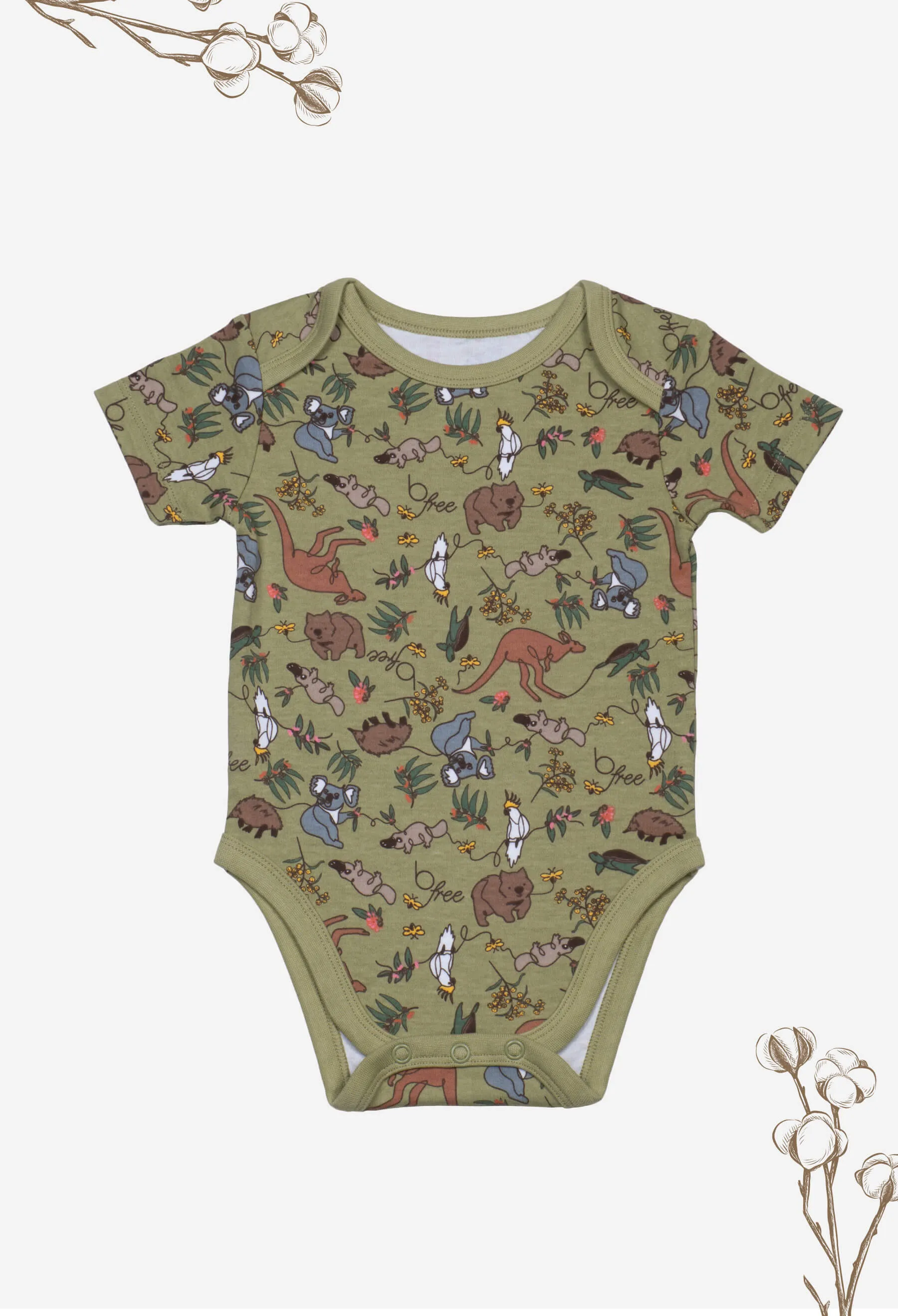 100% Organic Cotton Short Sleeve Baby Bodysuit