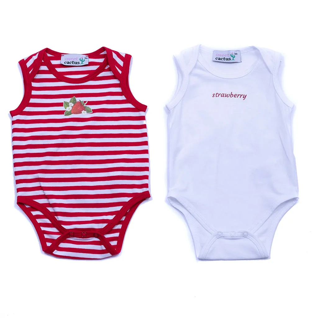 2pc Red Strawberry Shortie Set