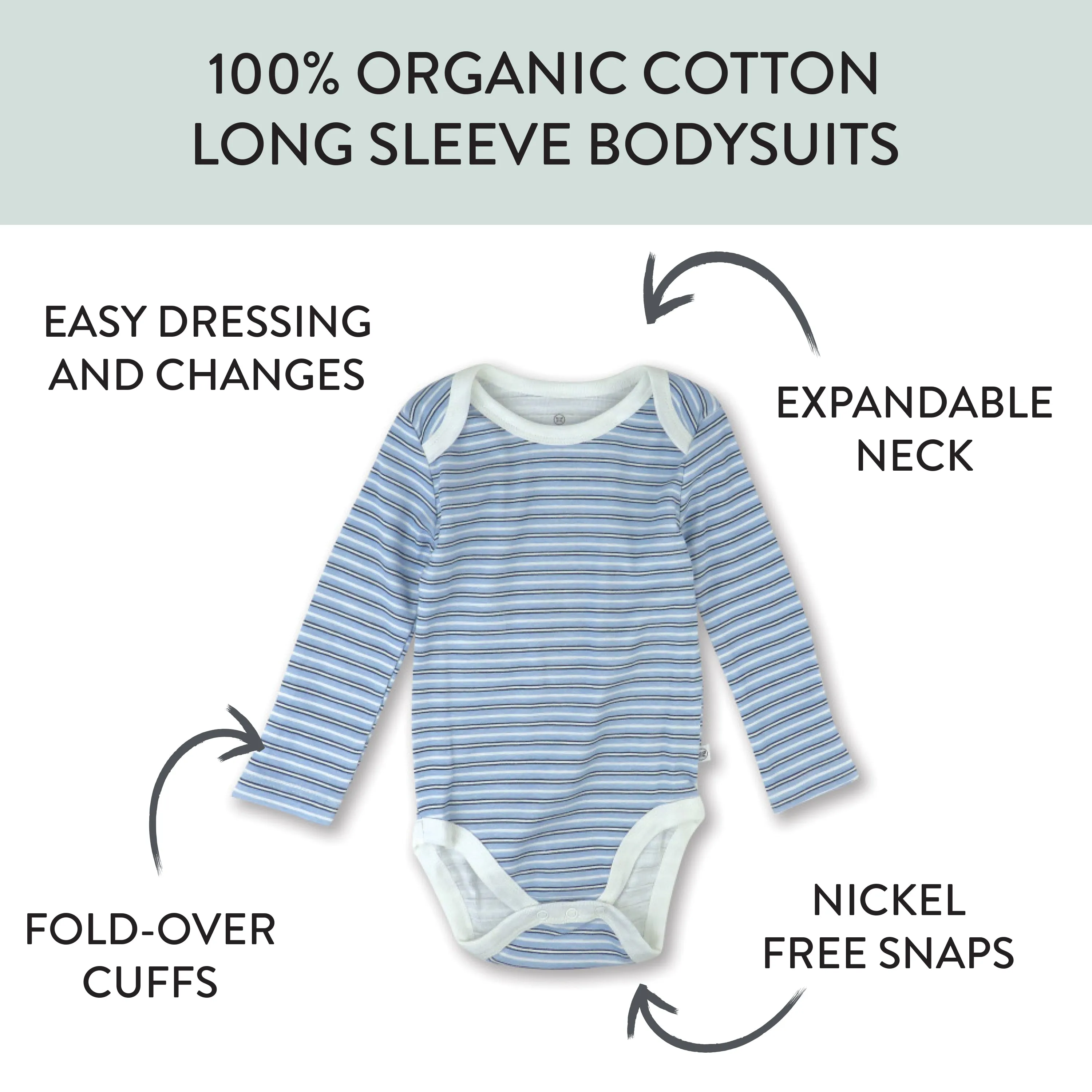 5-Pack Organic Cotton Long Sleeve Bodysuits