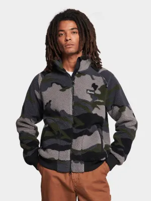 Abstract Mountain Borg Fleece Jacket in Ebony