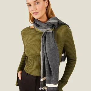 Accessorize London Women's Grey Check Scarf