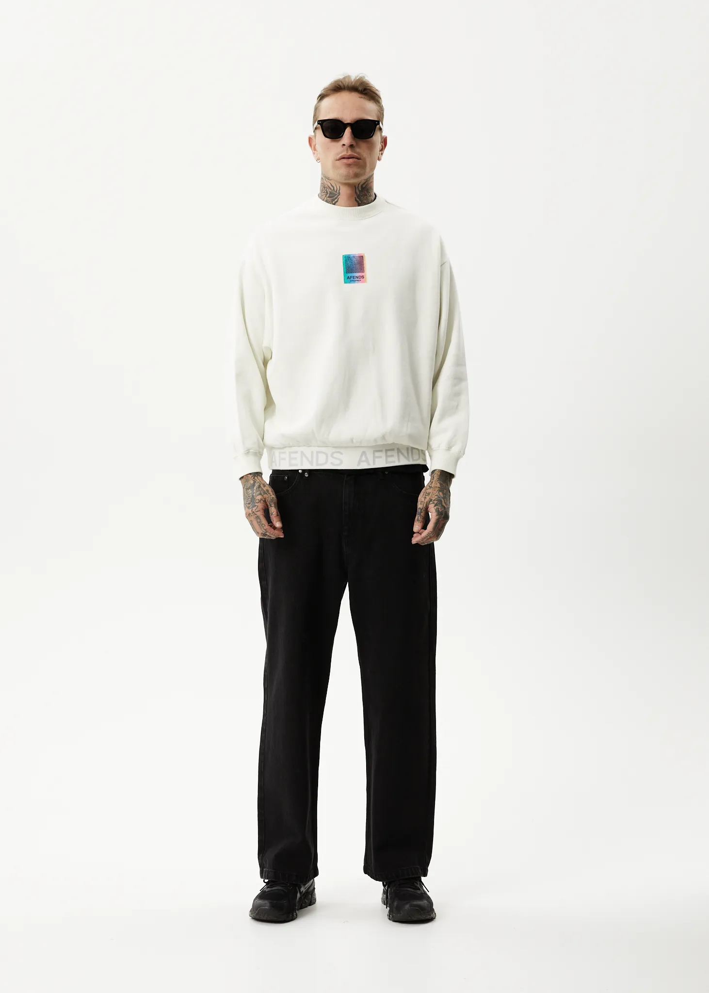 AFENDS Unisex Studio - Unisex Crew Neck Jumper - Off White