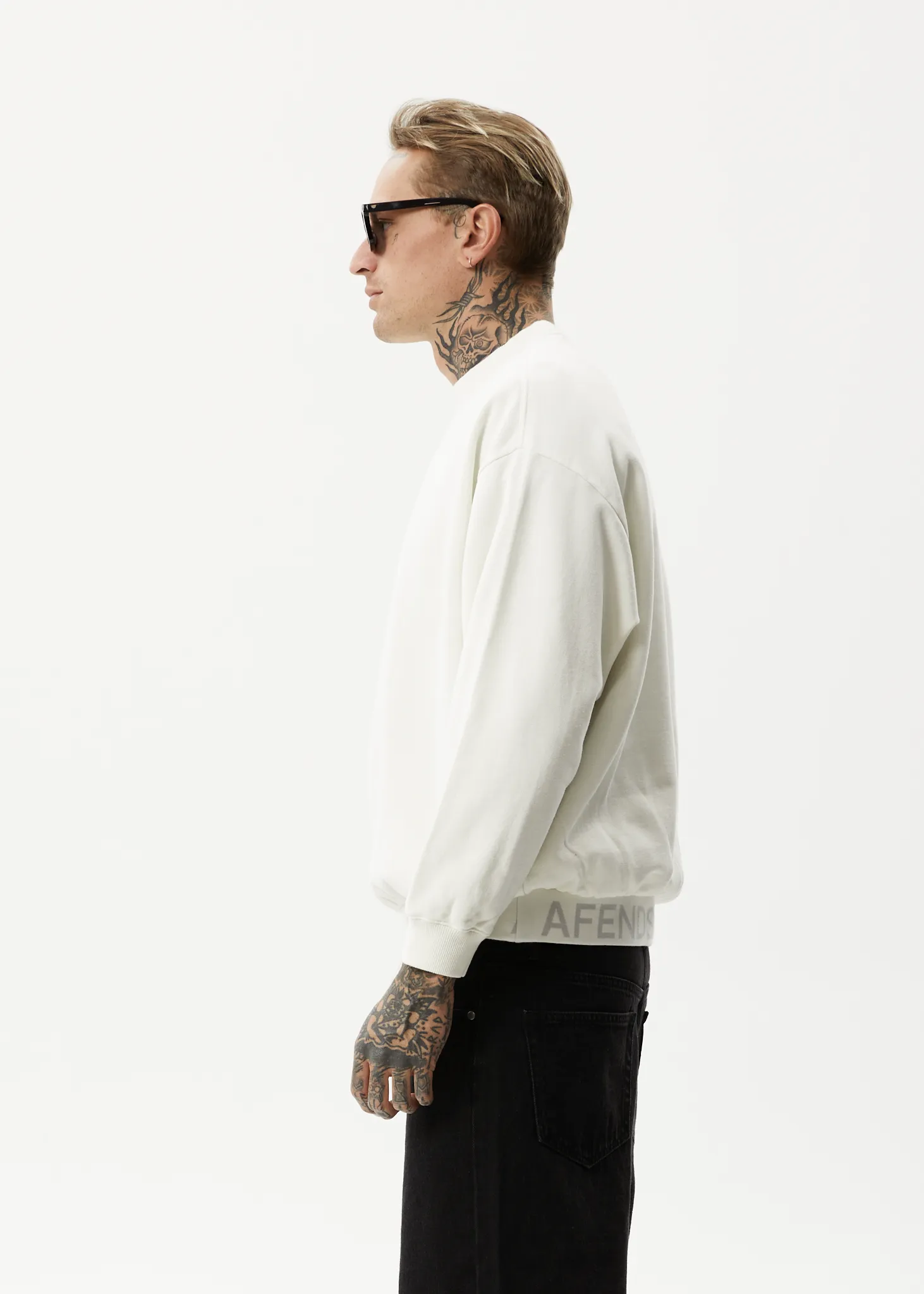 AFENDS Unisex Studio - Unisex Crew Neck Jumper - Off White