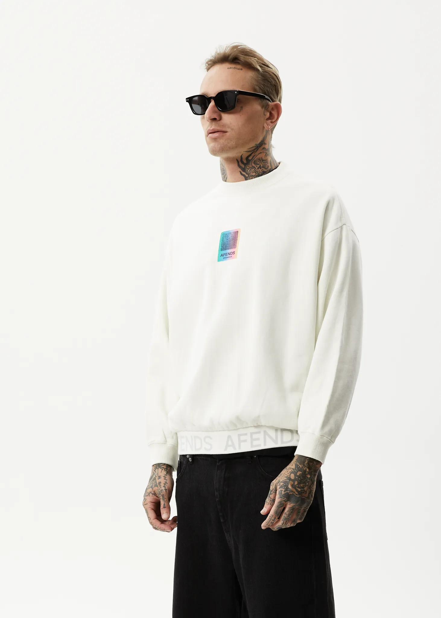 AFENDS Unisex Studio - Unisex Crew Neck Jumper - Off White