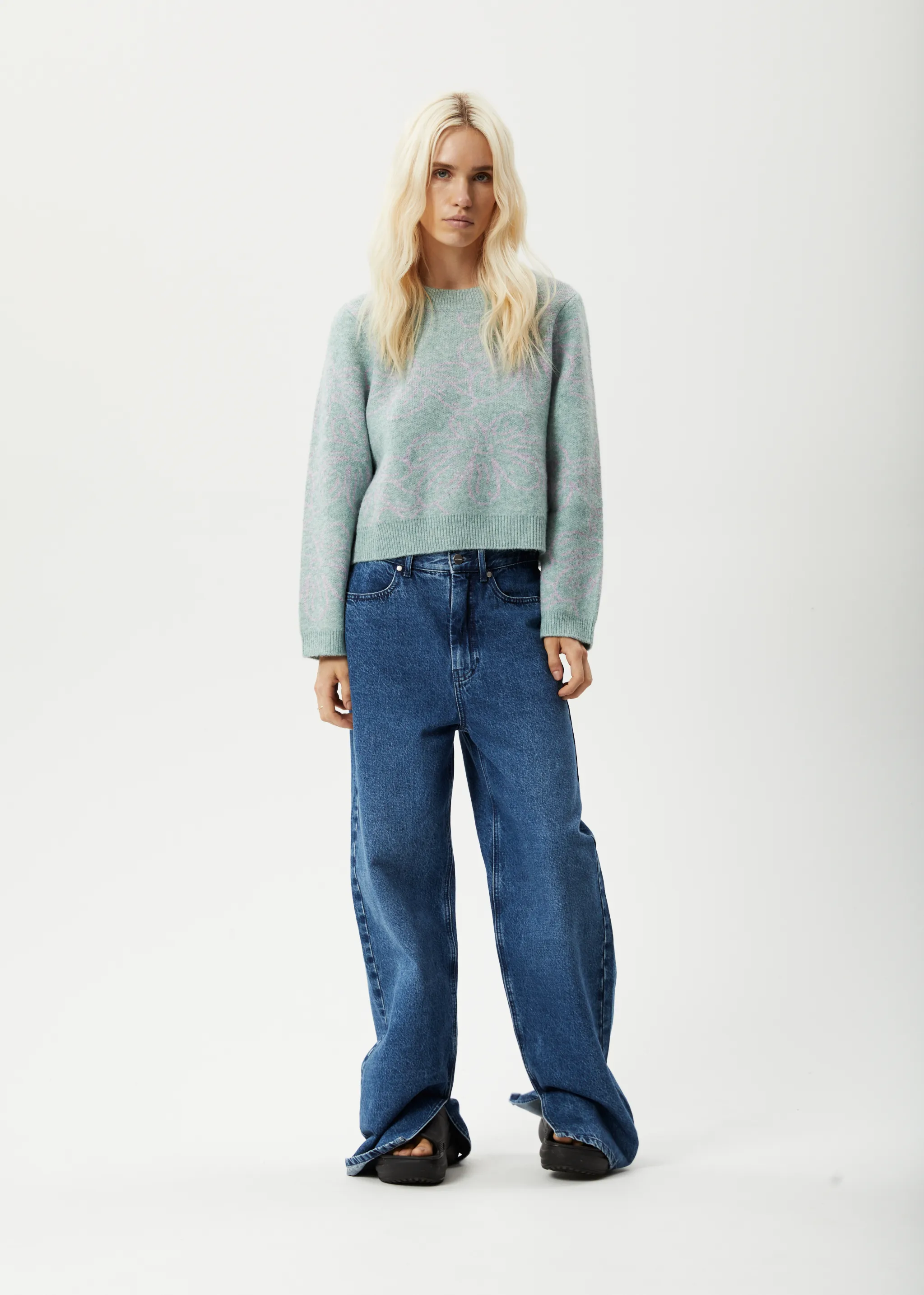 AFENDS Womens Elliot - Knitted Crew Neck Jumper - Pistachio