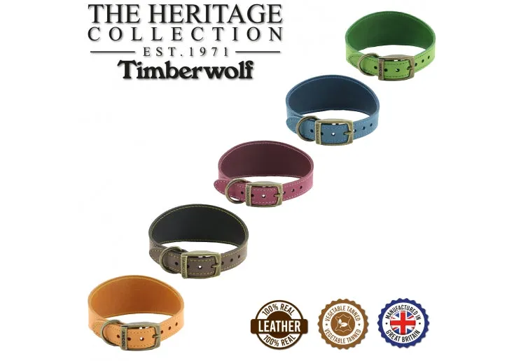 Ancol - Timberwolf Leather Hound Collar - Green - Whippet (30-34cm)