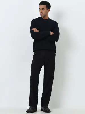 Ascot Black Relaxed-Fit Mid-Rise Cotton Blend Chinos