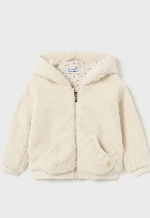 Baby zip-up hooded jacket curly faux fur