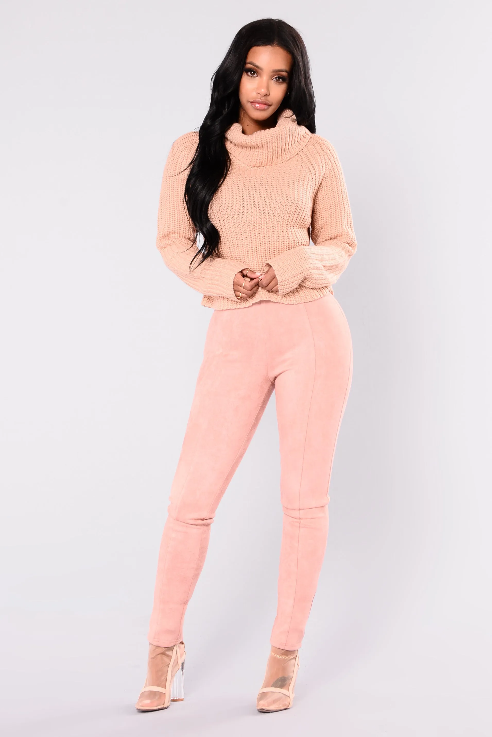 Back At It Turtleneck Sweater - Pink