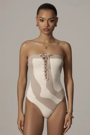 Beige Abstract Seabound Bodysuit