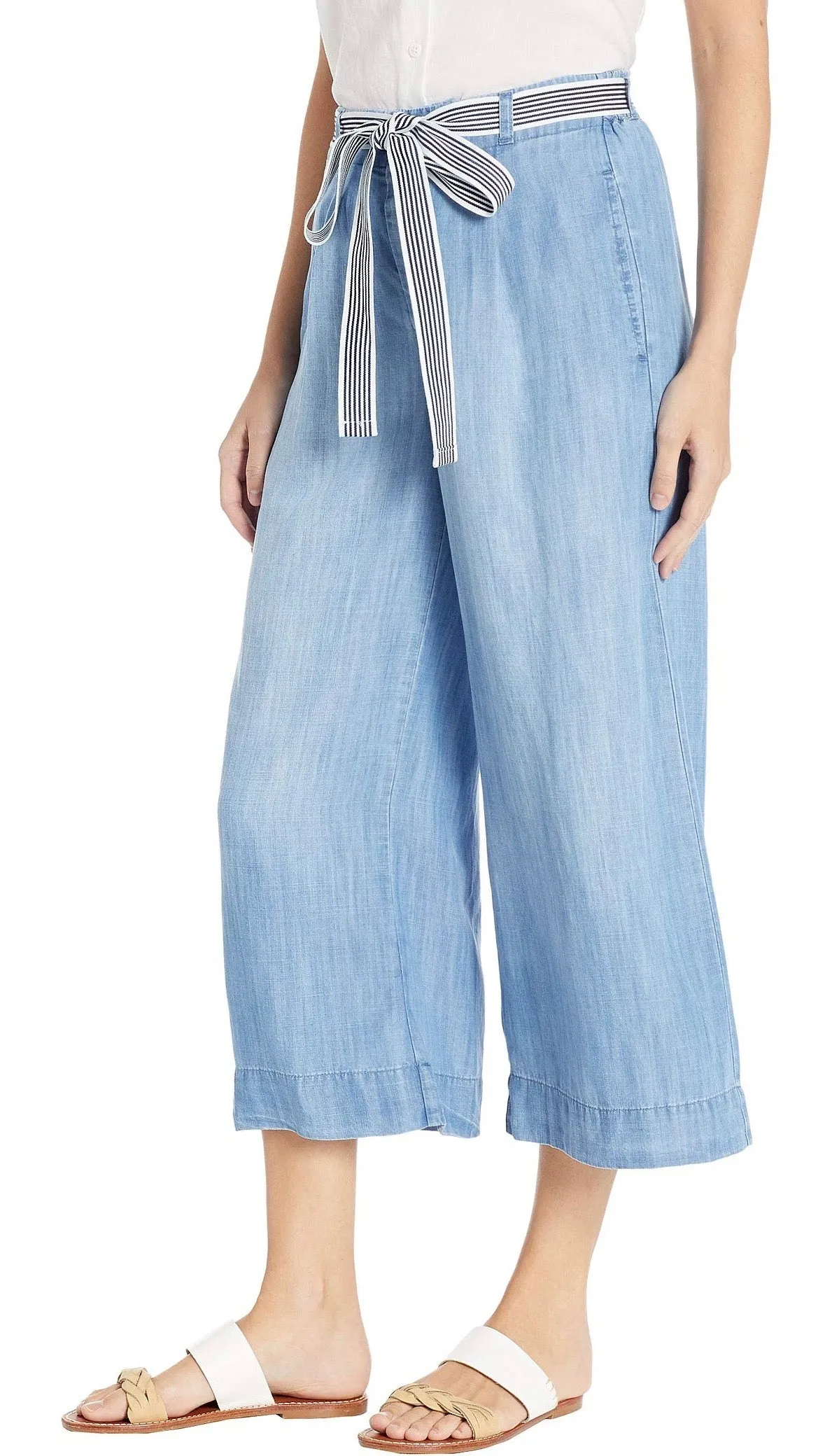 Bella Dahl Stripe Trim Belt Crop Pants Silverlake