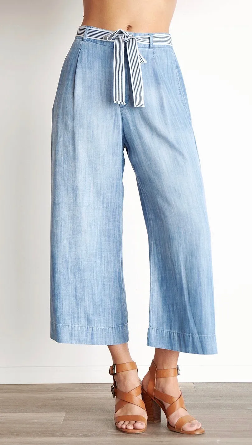 Bella Dahl Stripe Trim Belt Crop Pants Silverlake