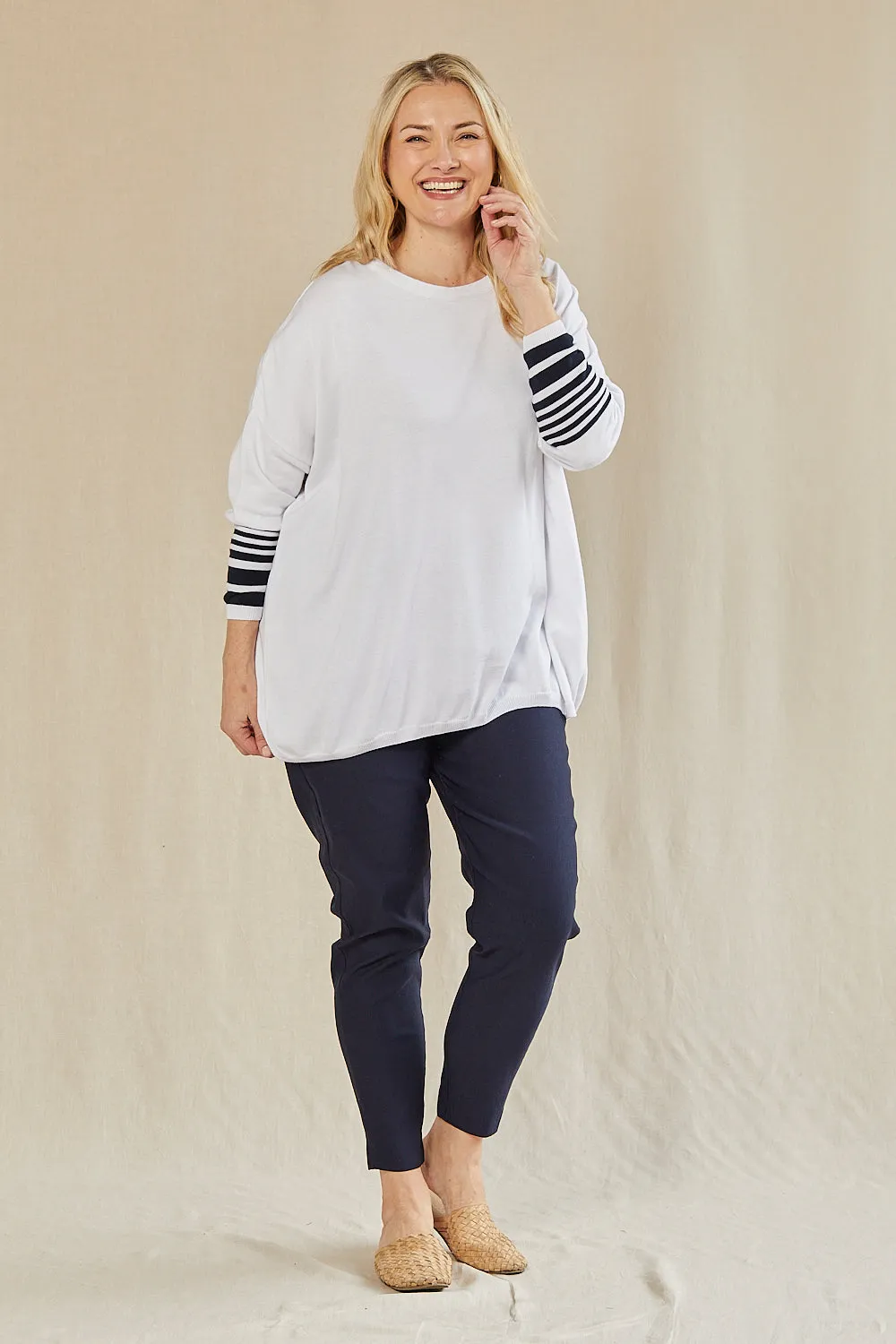 Binky Striped Jumper in White