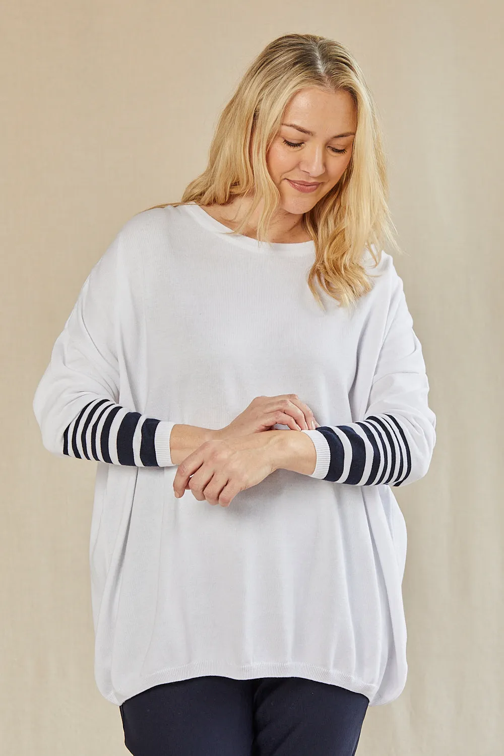 Binky Striped Jumper in White