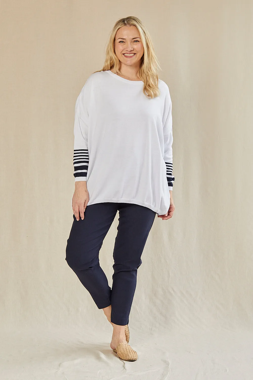 Binky Striped Jumper in White