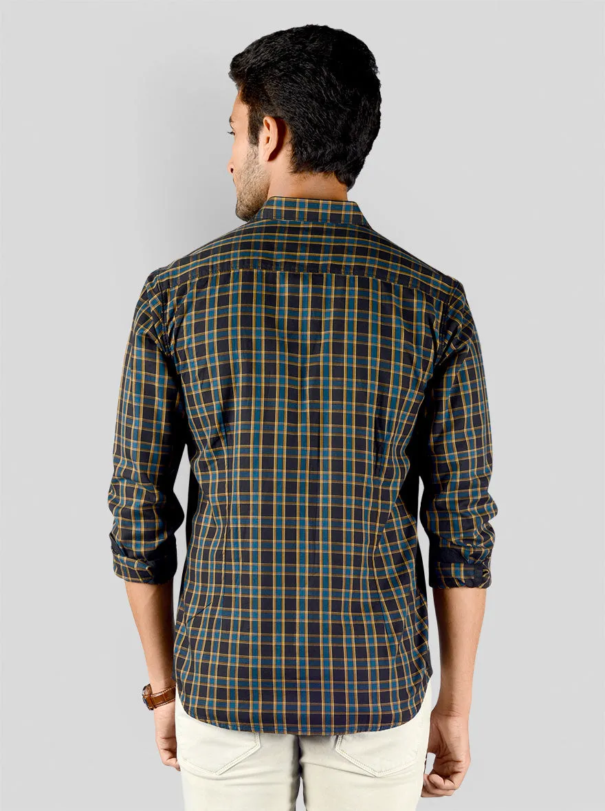 Black Checked Slim Fit Casual Shirt | JadeBlue