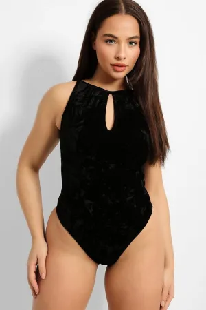 Black Velvet Keyhole Bodysuit