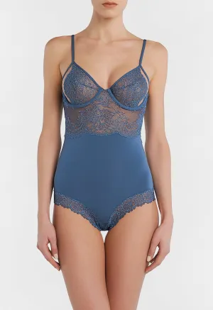 Blue Leavers lace bodysuit