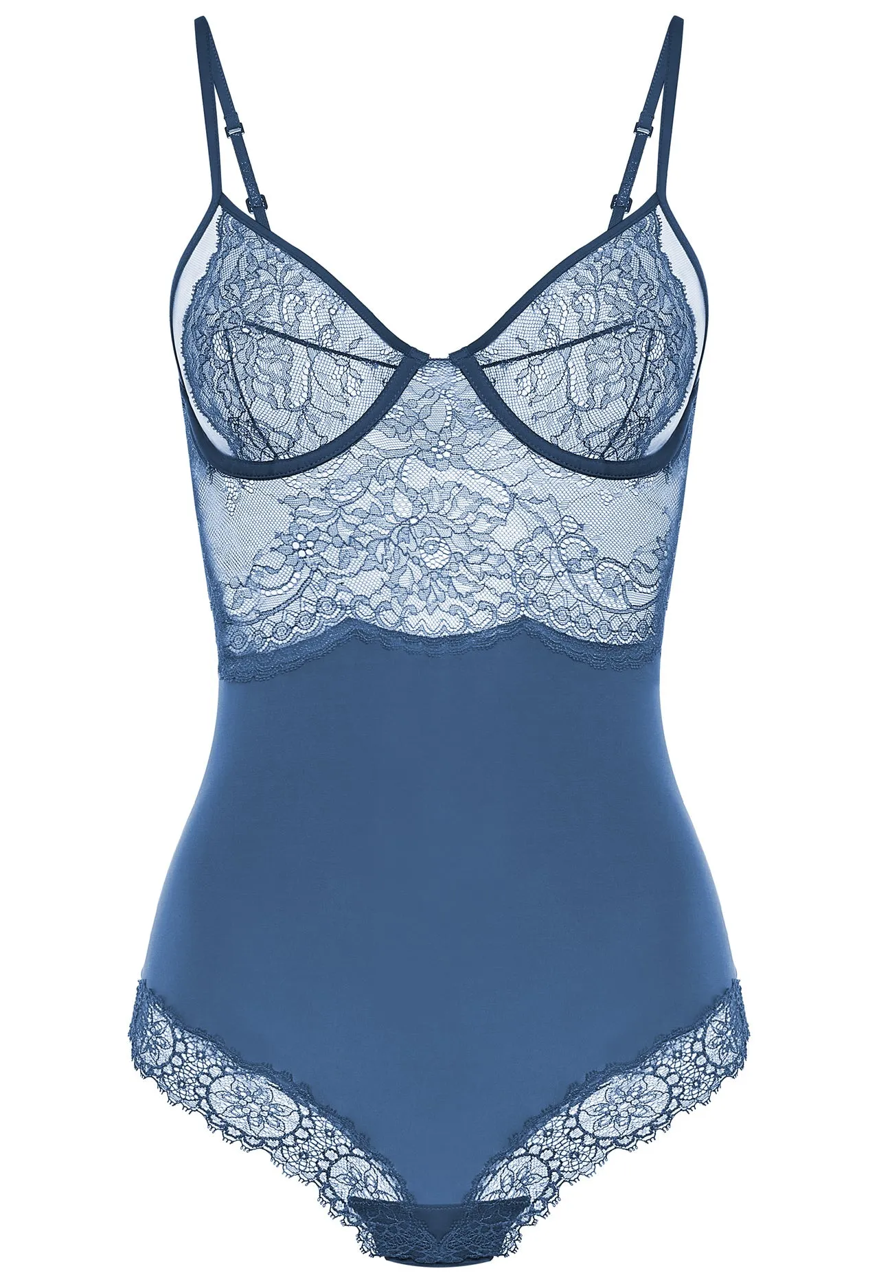 Blue Leavers lace bodysuit