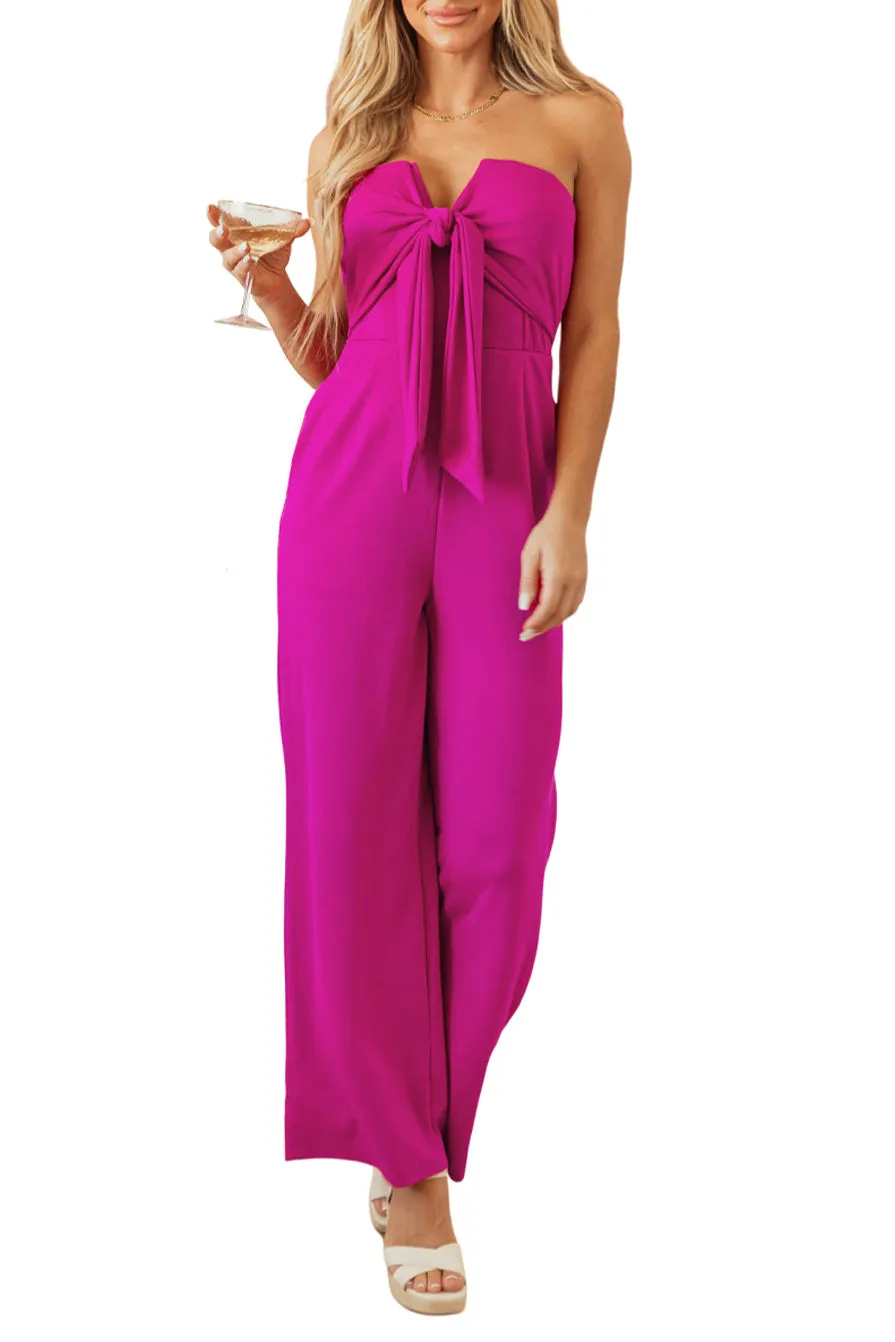 Bow Strapless Wide Leg Jumpsuit