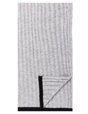 Box-Packaged Men's Uptown Premium Knit Texture Ribbed Scarf - Light Grey