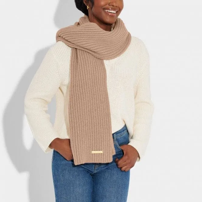 Brown Ribbed Knit Scarf KLS541