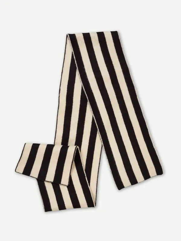 BRUSHED VERTICAL STRIPE SCARF BLACK & NIGHTSKY