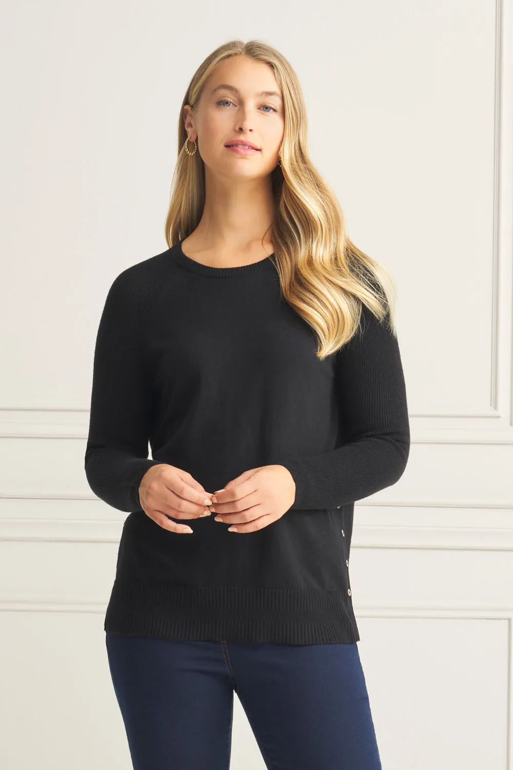 Button Side Detail Jumper - Black