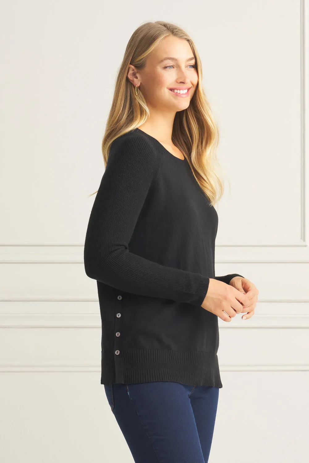 Button Side Detail Jumper - Black