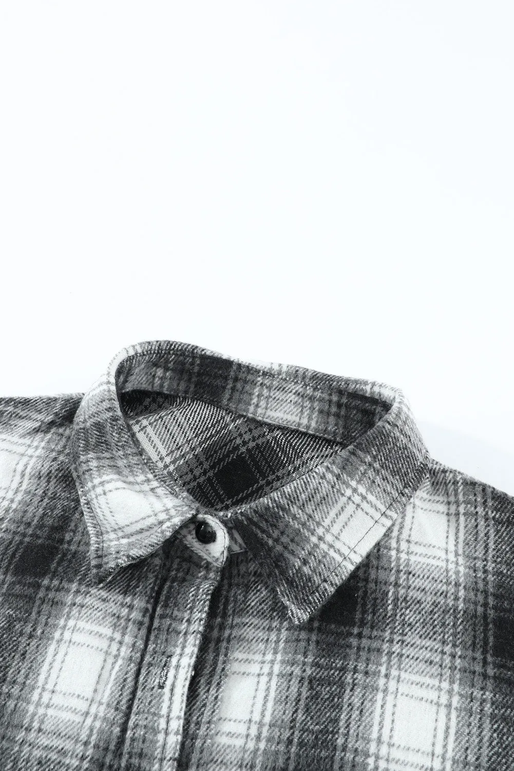 Button Up Collared Plaid Shirt for Women