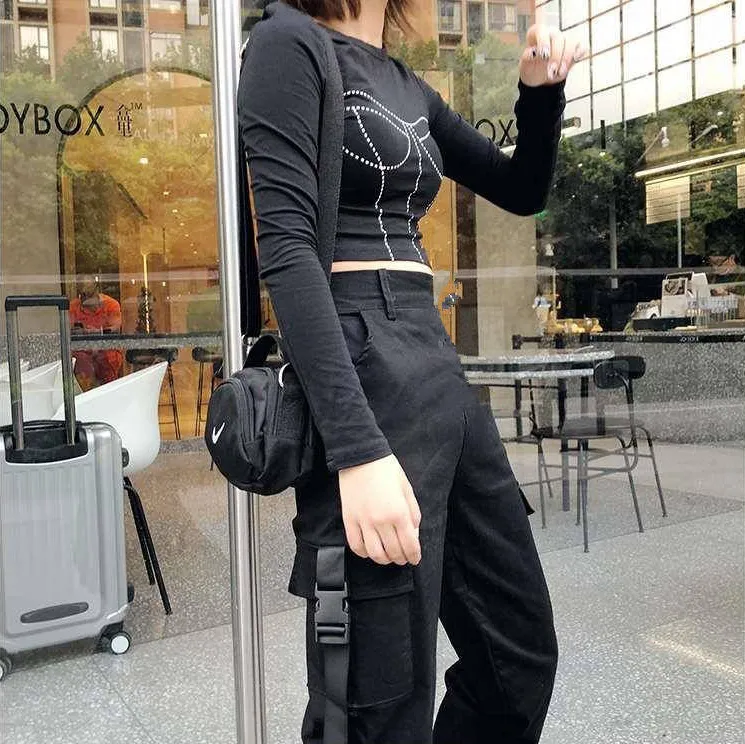 Cargo Pants With High-Waist And Pockets