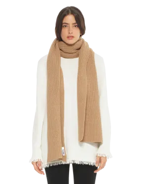 Cashmere & Wool Chunky Ribbed Scarf Camel