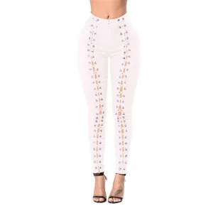 Casual Vintage Skinny Push Up High Waist Jeans Ripped For Women