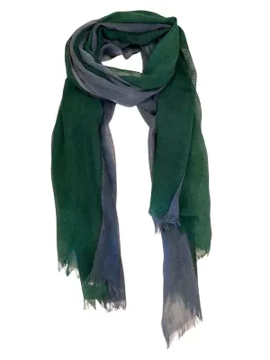 Charcoal grey and forest green fine wool scarf | CORI