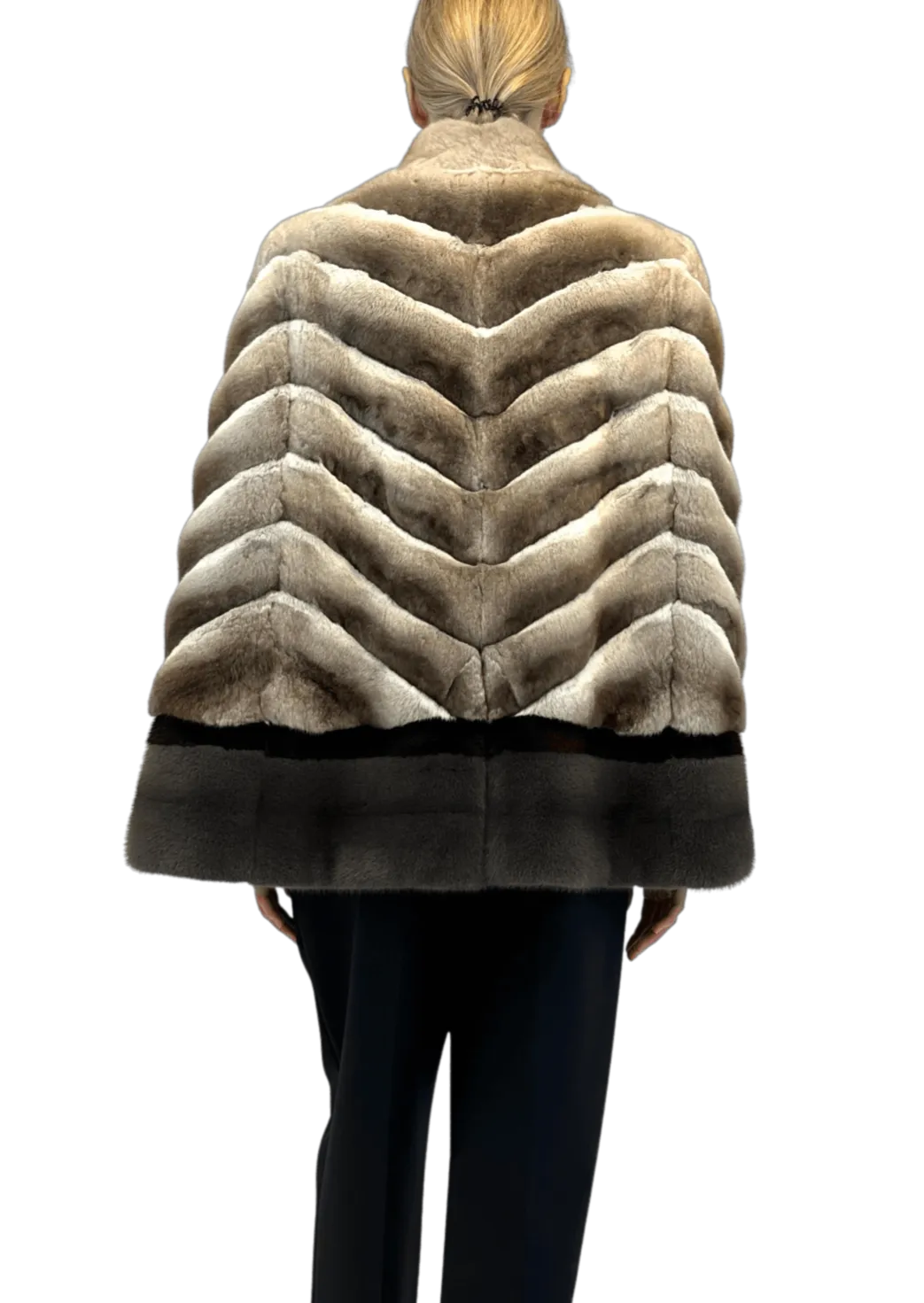 CHINCHILLA CAPE WITH MINK TRIMMING