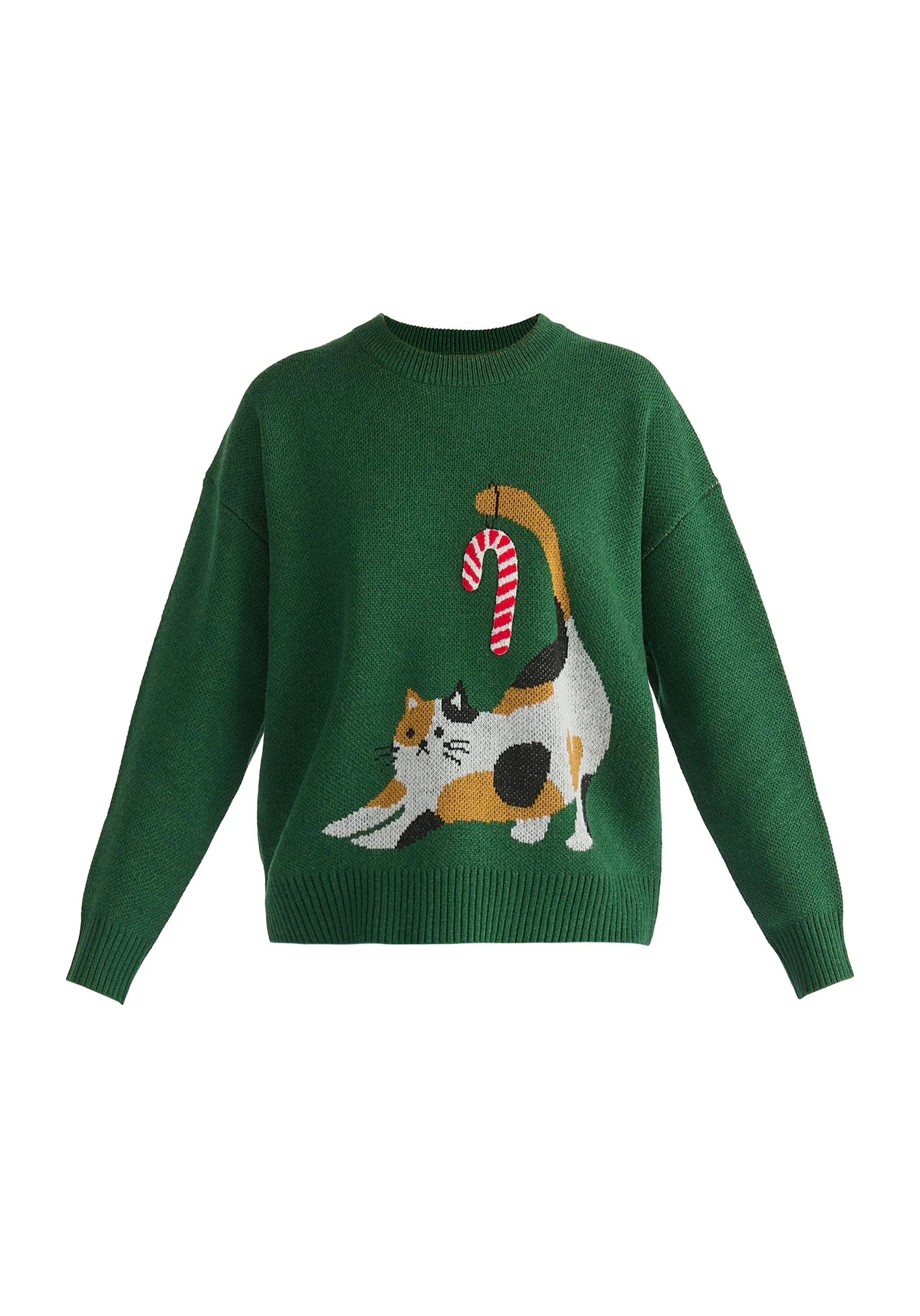 Christmas Jumper with Cat and Candy Cane