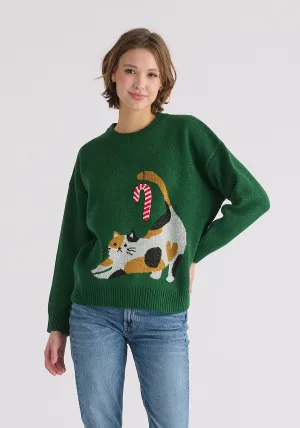 Christmas Jumper with Cat and Candy Cane