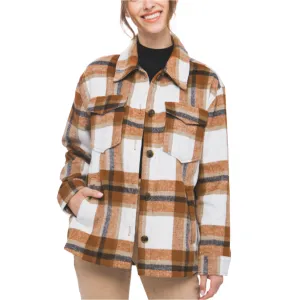 Clay Plaid Button Up Shacket