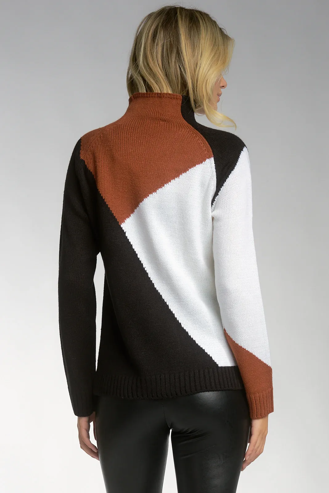 Color Block Turtleneck Sweater