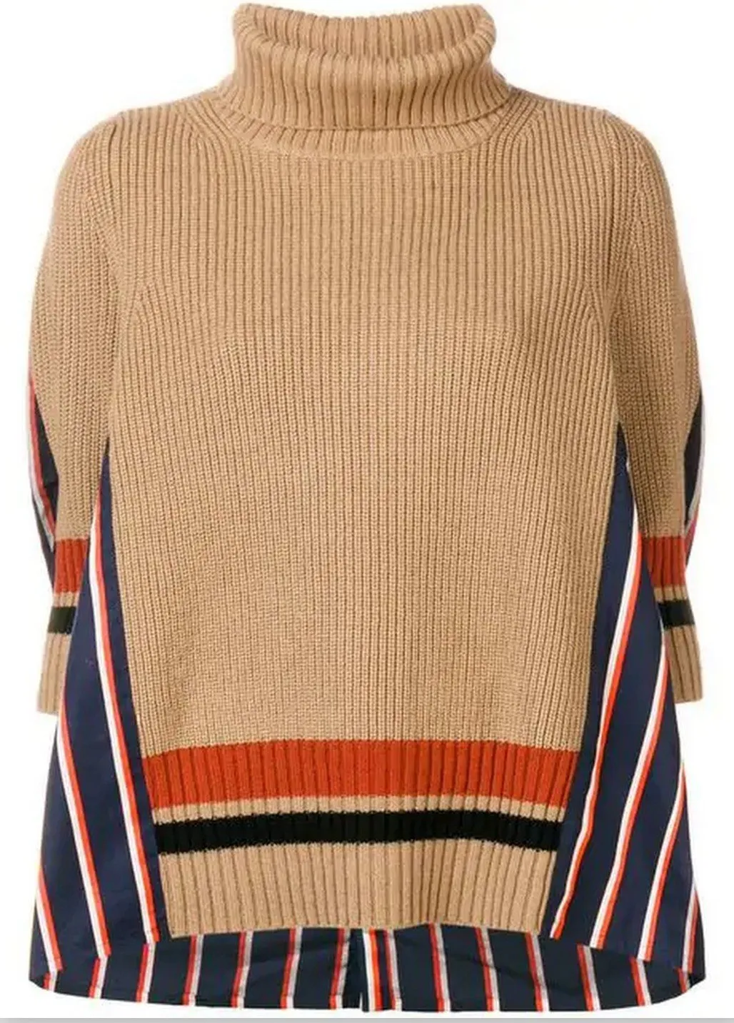 Contrast-Back Turtleneck Sweater