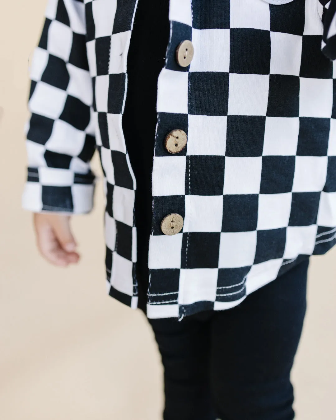 Cotton Shacket | Smiley Checkered Black EXCLUDED FROM BF