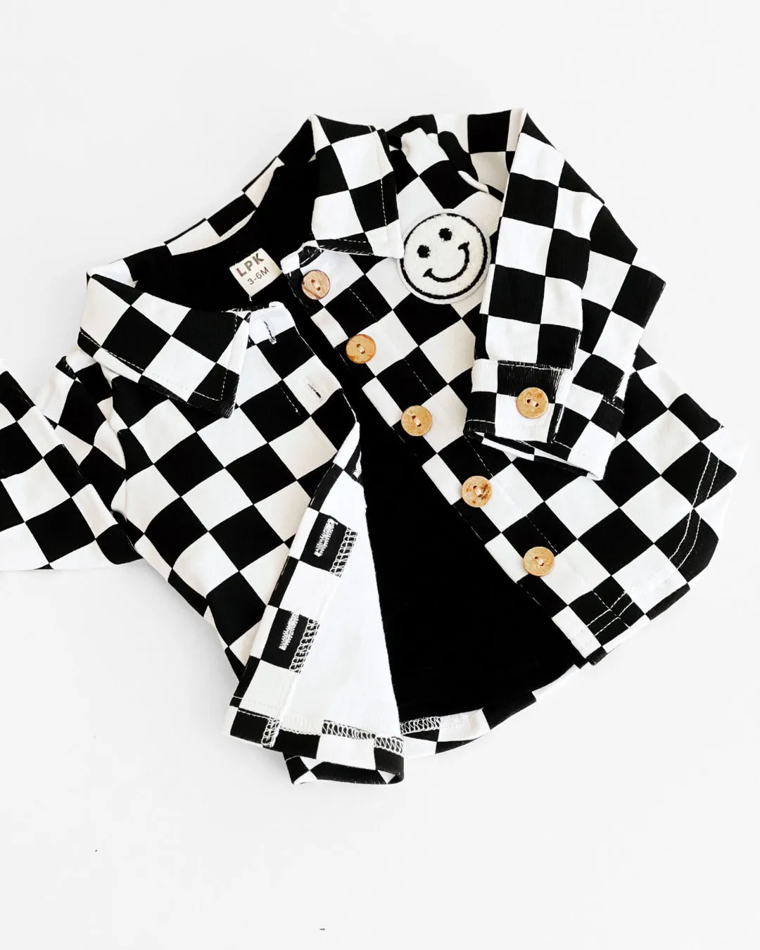 Cotton Shacket | Smiley Checkered Black EXCLUDED FROM BF