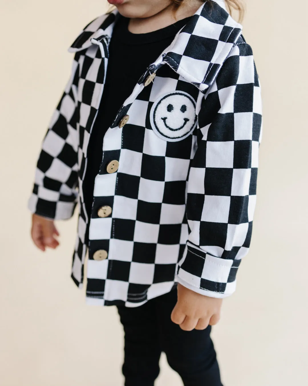 Cotton Shacket | Smiley Checkered Black EXCLUDED FROM BF