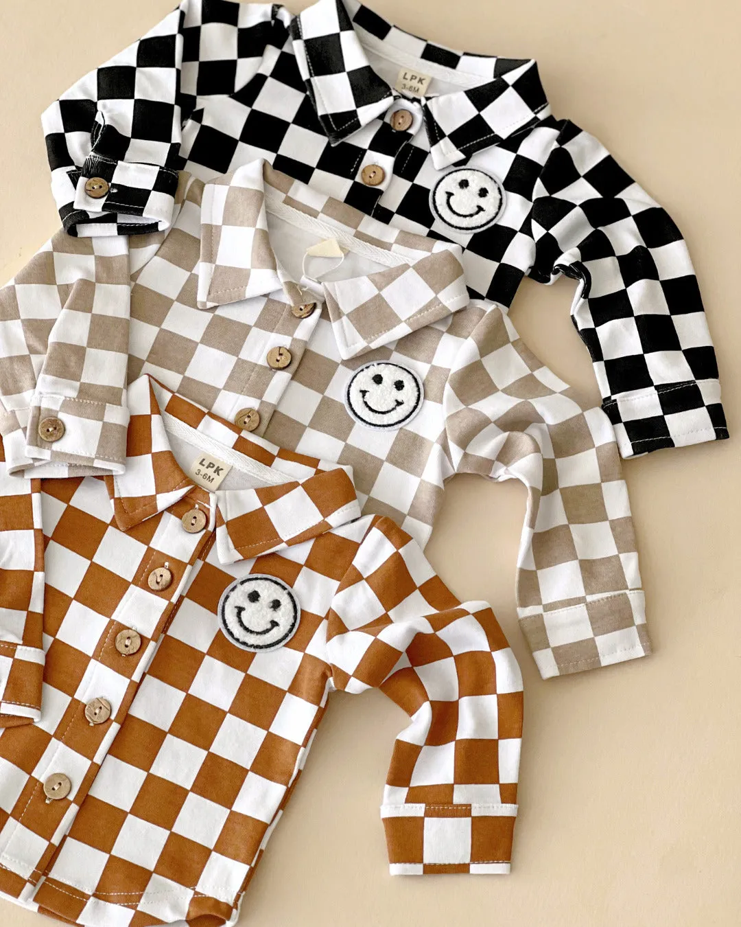 Cotton Shacket | Smiley Checkered Black EXCLUDED FROM BF