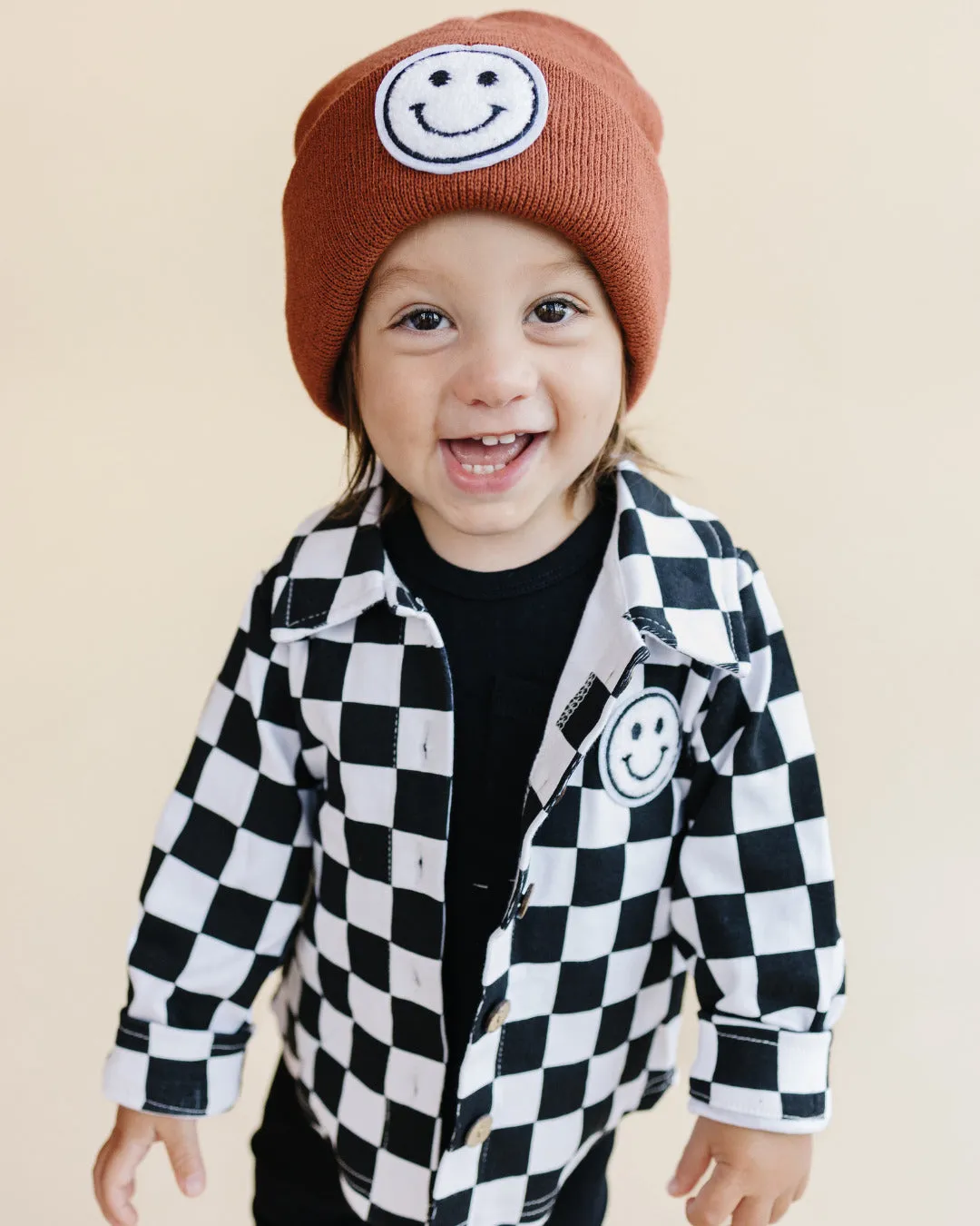 Cotton Shacket | Smiley Checkered Black EXCLUDED FROM BF