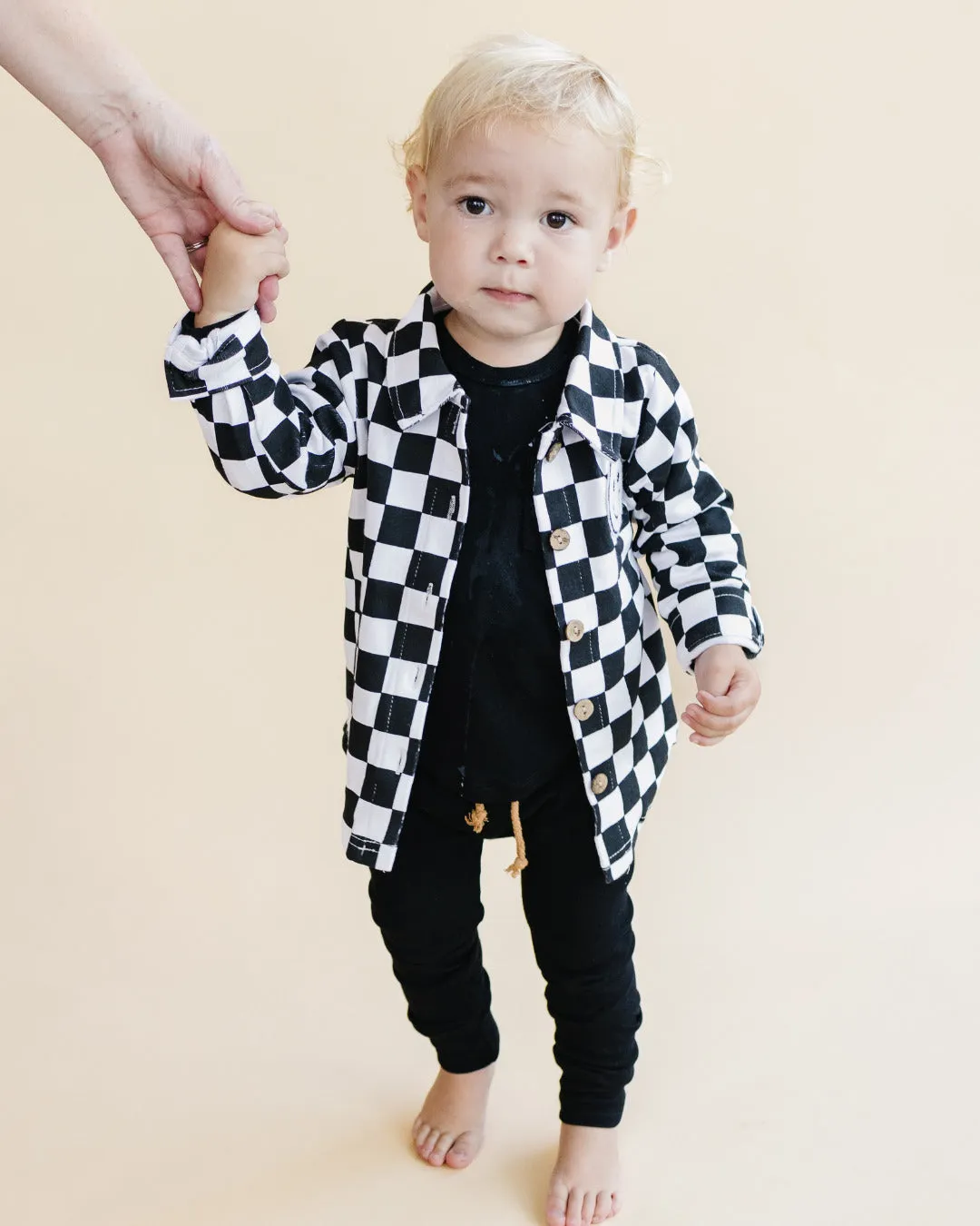 Cotton Shacket | Smiley Checkered Black EXCLUDED FROM BF