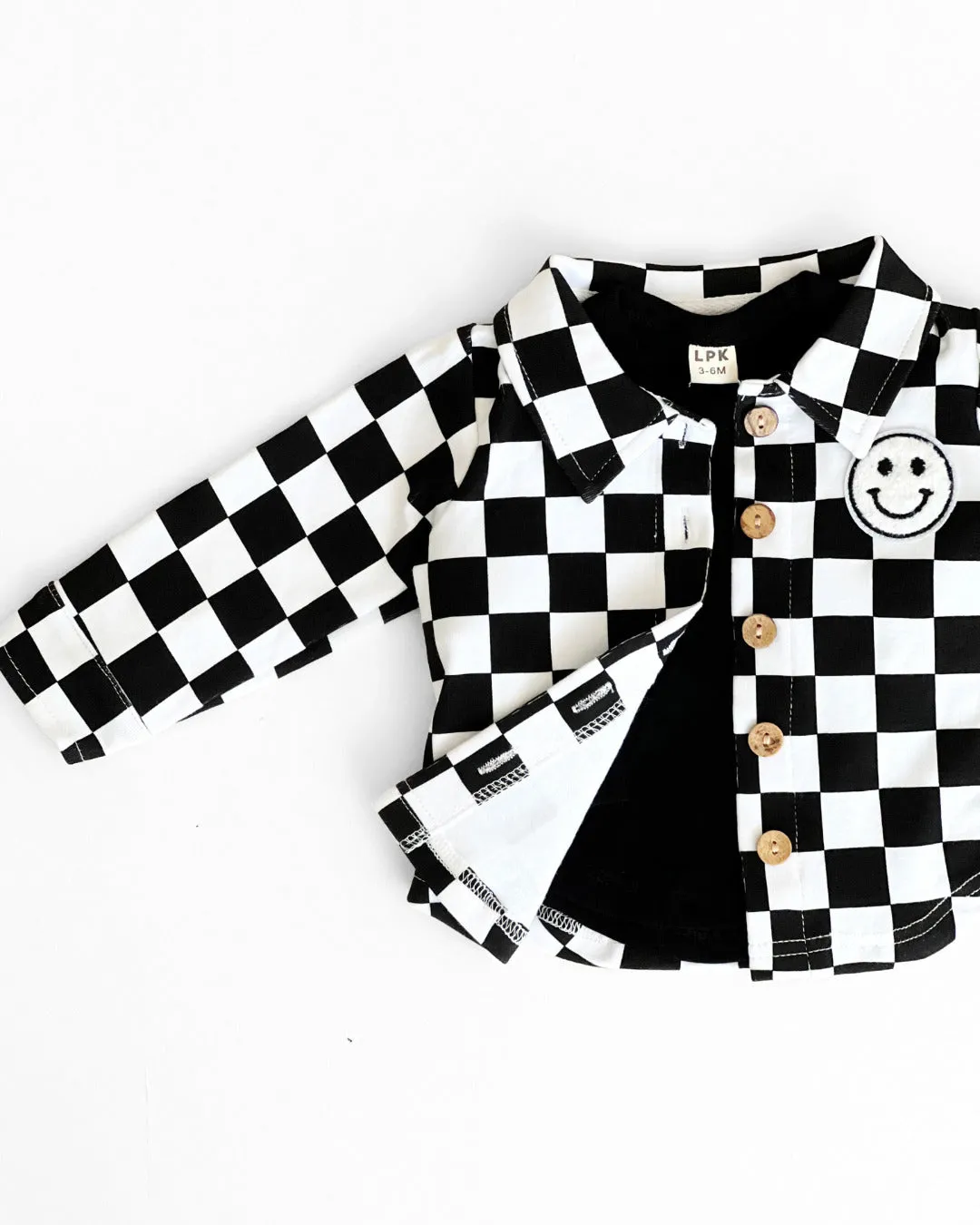 Cotton Shacket | Smiley Checkered Black EXCLUDED FROM BF