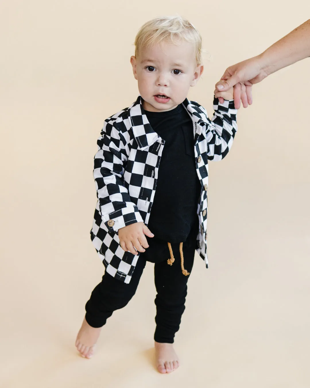 Cotton Shacket | Smiley Checkered Black EXCLUDED FROM BF