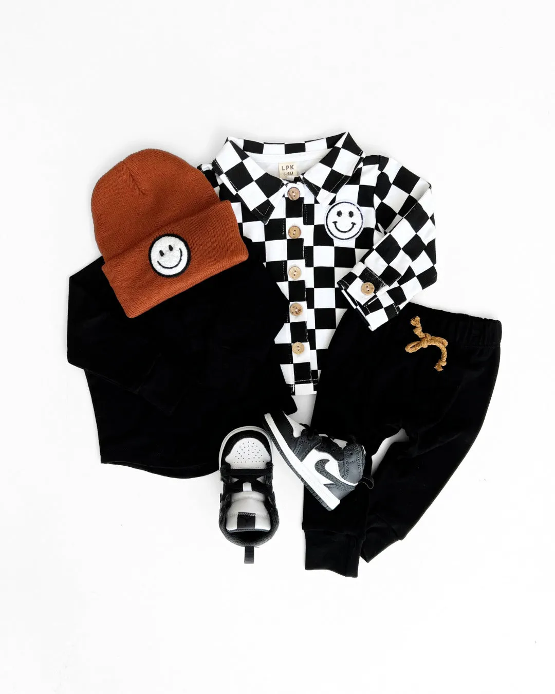 Cotton Shacket | Smiley Checkered Black EXCLUDED FROM BF